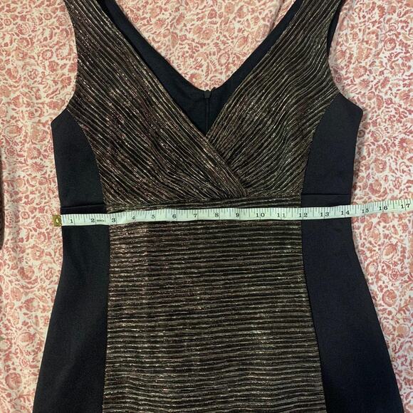 Connected Apparel Black Mini Dress with Gold Accent Size 6 - Picture 4 of 4